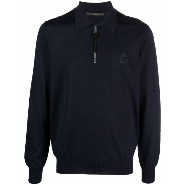 ビリオネア メンズ 編み物\u0026スウェーター アウター Pullover polo zip jumper Blue