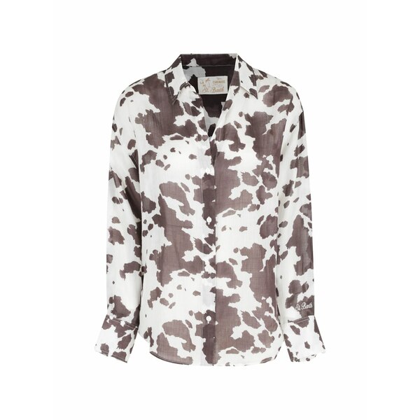 エムシーツーセイントバース レディース プルオーバー トップス Cristal cow-print shirt White