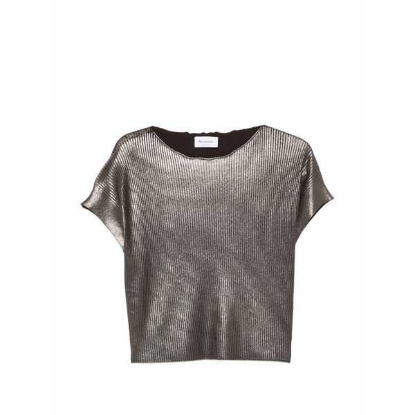 アロヴェッシオ レディース プルオーバー トップス Ribbed-knit t-shirt Black