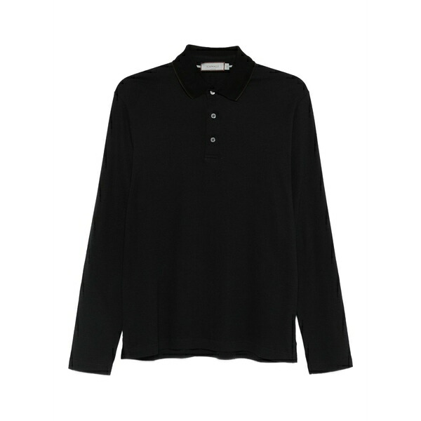 カナーリ メンズ スポーツシャツ トップス Long-sleeve polo shirt Black