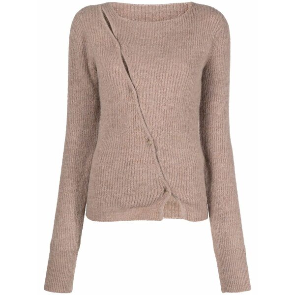 ジャクエムス レディース ジレー アウター La maille pau asymmetric cardigan Brown