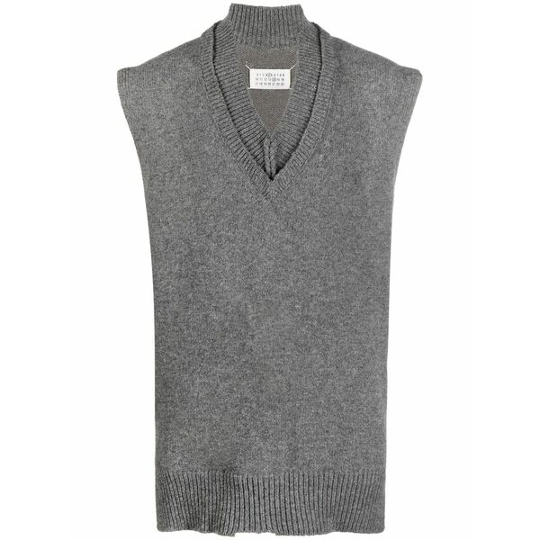 マルタンマルジェラ メンズ 編み物\u0026ティーシャツ アウター Layered knitted vest Grey
