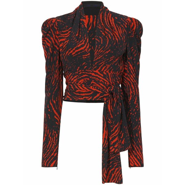 プロエンザショラー レディース シャツ トップス Abstract-print v-neck top Brown｜asty