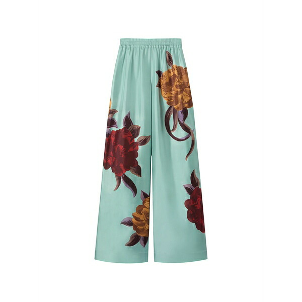 ラ・ダブル・ジェイ レディース 心地よいズボン下 ボトムス Floral-detail palazzo pants Green