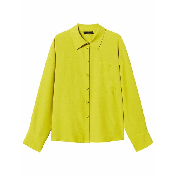 ツイン書き割り レディース ティーシャツ トップス クロム￡pe de chine shirt Yellow