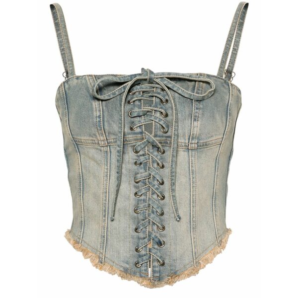 ミスビヘイブ レディース カットソー トップス Lara denim corset top Blue