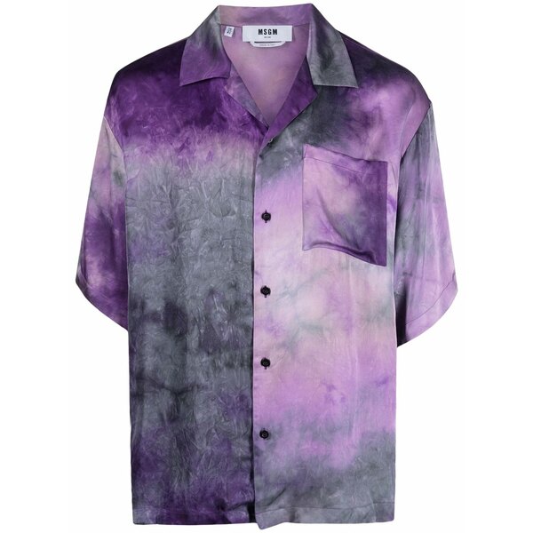エムエスジイエム メンズ ティーシャツ トップス Logo-print short-sleeve shirt Purple