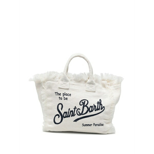 エムシーツーセイントバース レディース トートバッグ バッグ Colette linen fringed logo-print tote bag Neutrals|asty