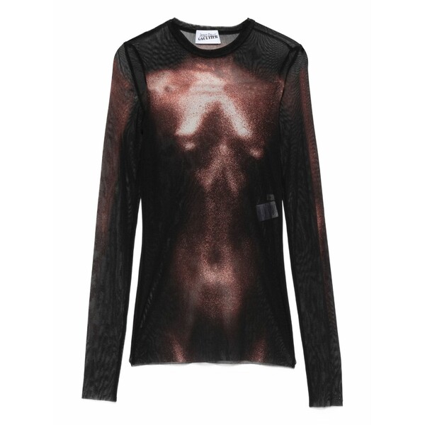 ジャンポール ゴルチエ レディース Tシャツ トップス The bronze body-print top Black|asty