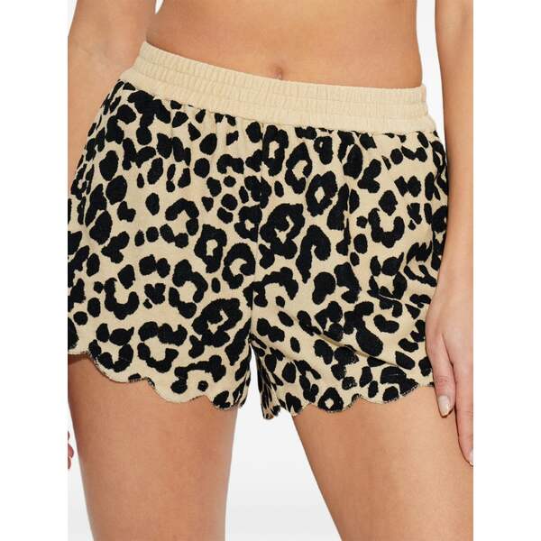 メリーシア レディース 心地よいズボン下 ボトムス Scalloped leopard print shorts Neutrals