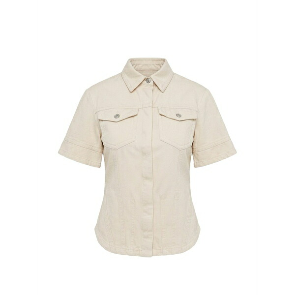 運動競技マックス レディース プルオーバー トップス Button-up short-sleeve shirt Neutrals