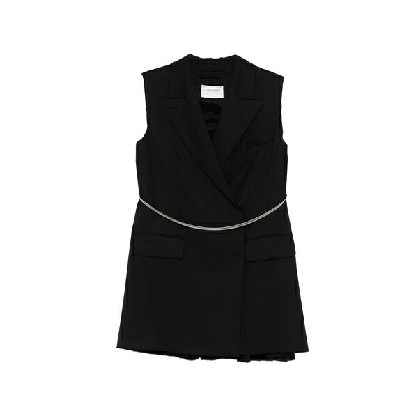 運動競技マックス レディース 上衣＆上衣 アウター Silver-tone belt gilet Black