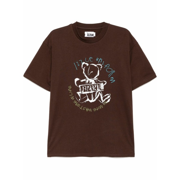 イズエ メンズ プルオーバー トップス Graphic-print t-shirt Brown
