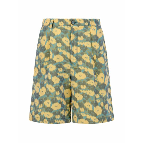 マルニ メンズ 心地よいズボン下 ボトムス Floral pleated shorts Yellow