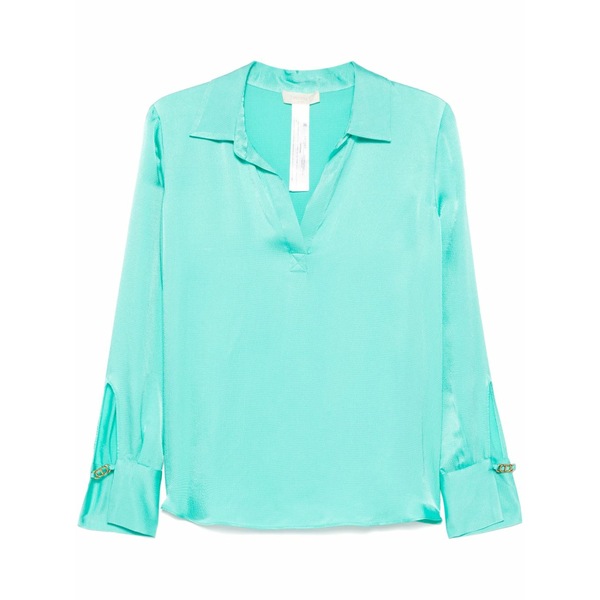 ツイン仕掛ける レディース プルオーバー トップス Satin blouse  Green