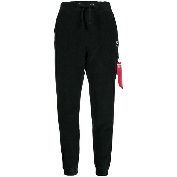 アルファインダストリーズ レディース 心地好いズボン下 ボトムス Drawstring-waist slim track pants  Black