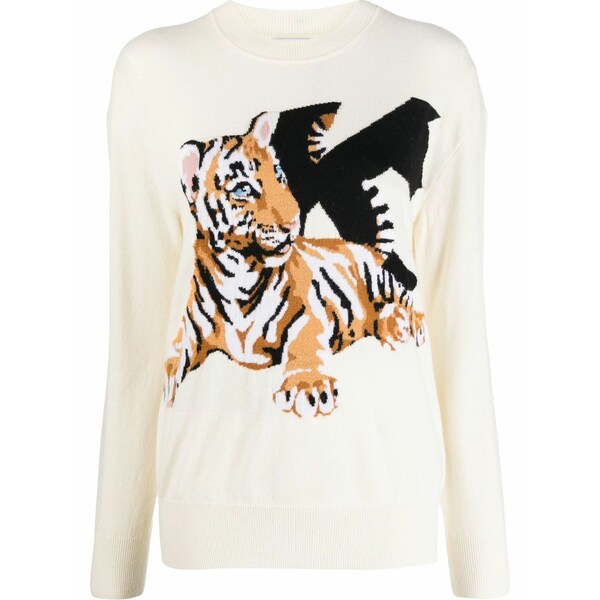 クリツィア レディース 編み物\u0026スウェーター アウター Intarsia-knit tiger jumper Neutrals