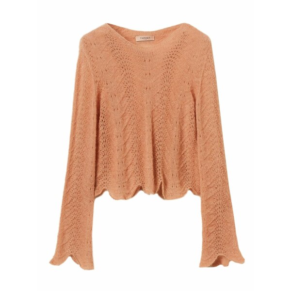 ツイン仕掛ける レディース 編み物\u0026スウェーター アウター Scalloped-hem sweater  Orange