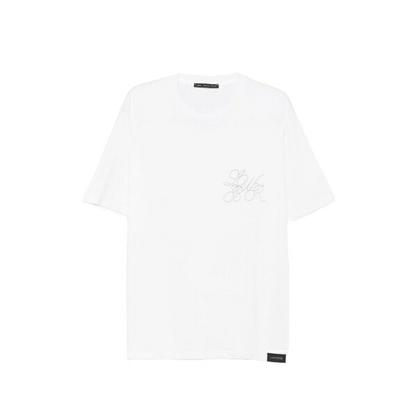 ロウブランド メンズ ティーシャツ トップス Logo-embroidered t-shirt White