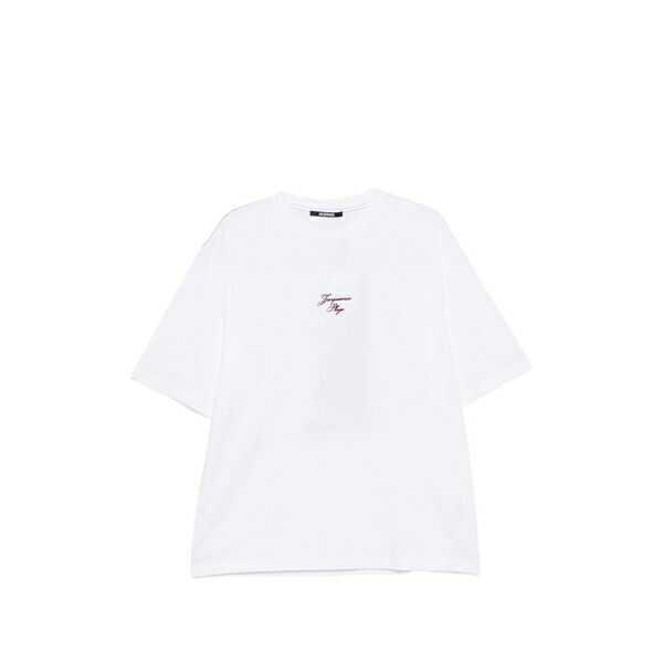 ジャクエムス メンズ ティーシャツ トップス Embroidered logo-print t-shirt White