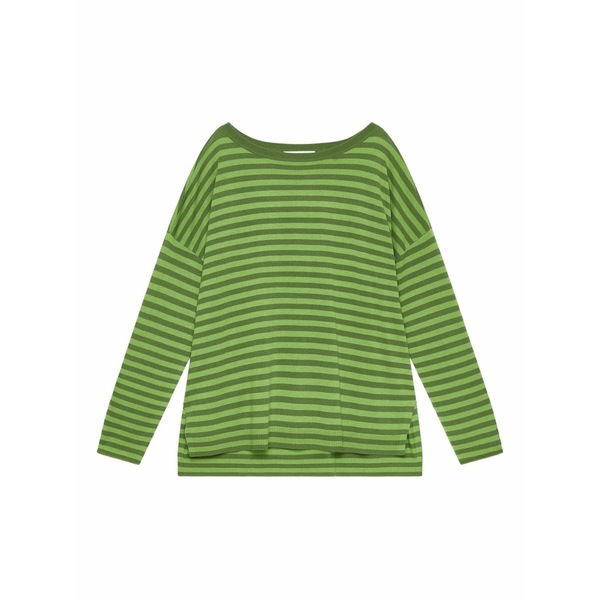 マリパルミ レディース 編み物\u0026ティーシャツ アウター Striped boat-neck sweater Green