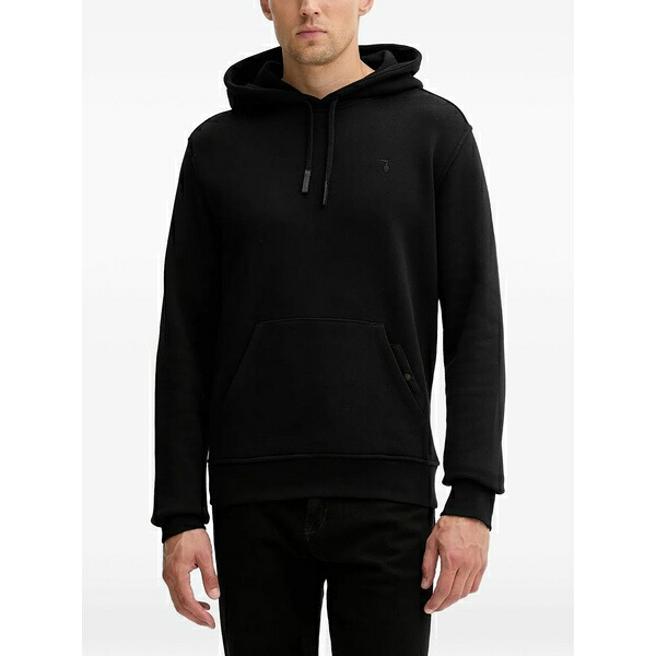 トラサルディ メンズ パーカー・スウェットシャツ アウター Diagonal drawstring hoodie Black