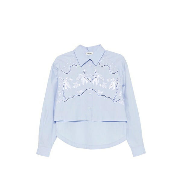 沙子ロ レディース プルオーバー トップス Embroidered-detail shirt Blue