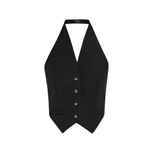 アウェイク 流行り物 レディース 上衣＆上衣 アウター Halterneck button-up waistcoat Black