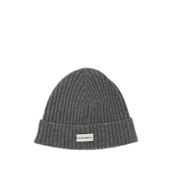 オフィシンジェネレール メンズ かぶり笠 佩び物 Logo-patch beanie Grey