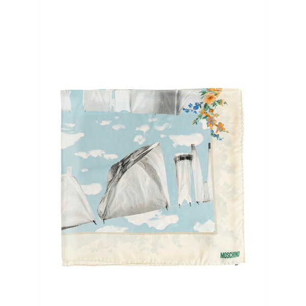 モスキーノ メンズ マフラー・ストール・スカーフ アクセサリー Floral-print silk scarf Neutrals｜asty