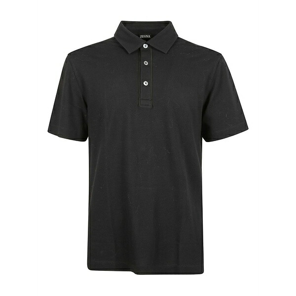 ゼニア メンズ ポロシャツ トップス Buttoned polo shirt Black｜asty
