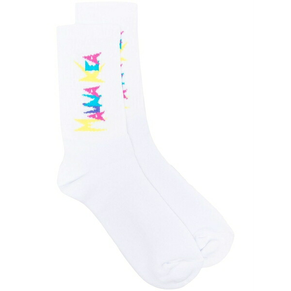 マウナ 世話をする メンズ ソックス アンダー御召しもの Intarsia-knit logo ankle socks  White