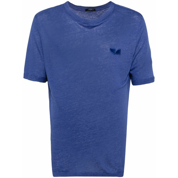 イロ メンズ ティーシャツ トップス Logo-embroidered t-shirt Blue