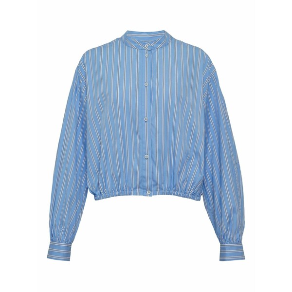 エムエスジイエム レディース プルオーバー トップス Balloon-sleeve stripe-pattern shirt Blue
