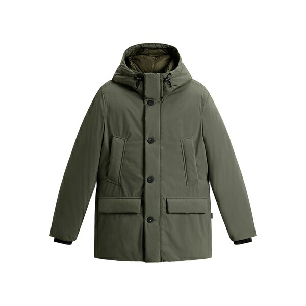 羊毛 一財産 メンズ 上衣＆上衣 アウター Hooded button-fastening padded jacket Green