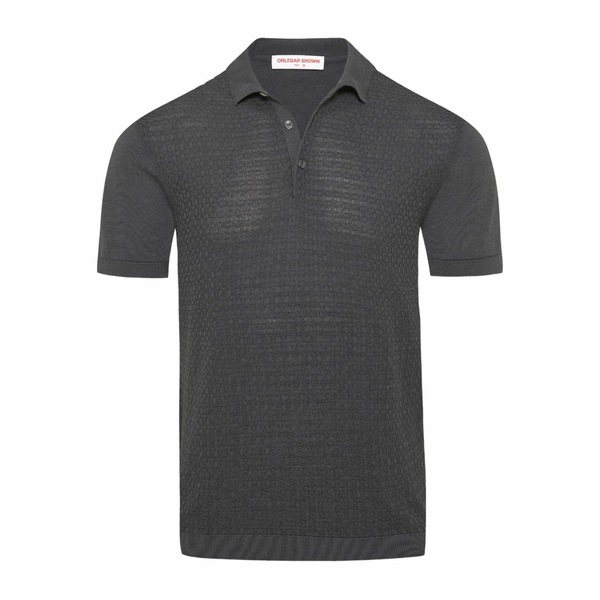 オール赤ちょうちん 赤銅色 メンズ スポーツシャツ トップス Burnham textured silk-cotton polo shirt Grey