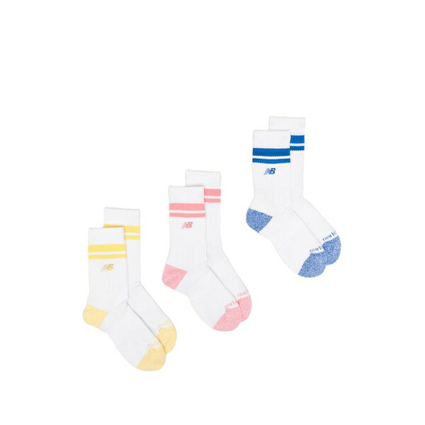 ニュー平衡にする レディース ソックス アンダー御召しもの Logo-embroidered striped socks (set of three) White