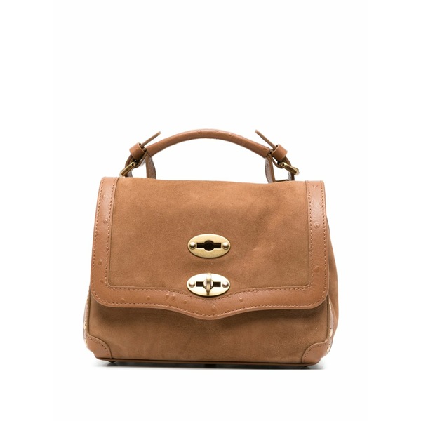 ザネラート レディース ハンドバック 御徒面子 Mini postina studded suede tote bag Brown