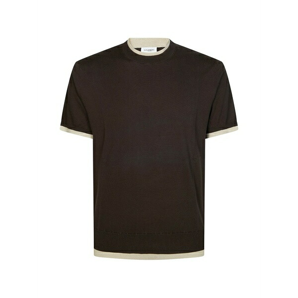 パウロペコラ メンズ ティーシャツ トップス Contrast-border short-sleeve knitwear Brown