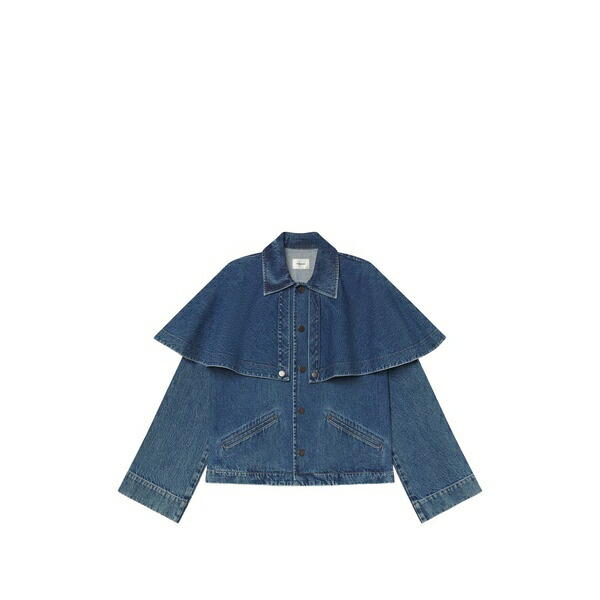 一こま レディース 上衣＆上衣 アウター Cape denim jacket Blue