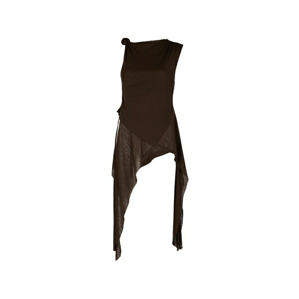 ガニー レディース プルオーバー トップス Knot-detail marl-mesh tank top Brown