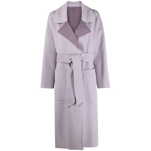 カルバンクライン レディース 厚地の外套 アウター Df wool reversible wrap-coat Purple