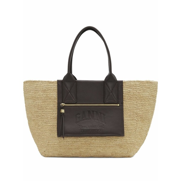 ガニー レディース トートバッグ 御徒面子 Medium raffia tote bag  Neutrals