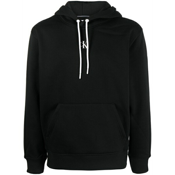 カルバンクライン メンズ パーカー・スウェットシャツ アウター Logo-print hoodie  Black