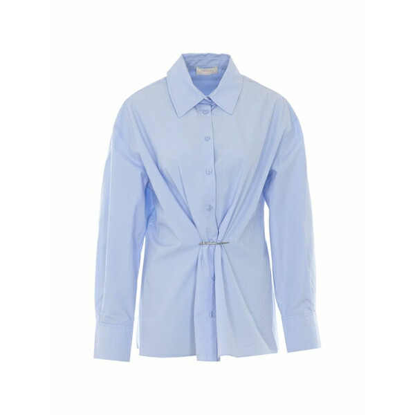 ツイン仕掛ける レディース プルオーバー トップス Button long-sleeve shirt Blue