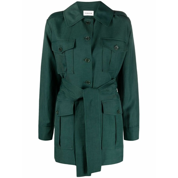 パロッシュ レディース コート アウター Belted short trench coat Green｜asty