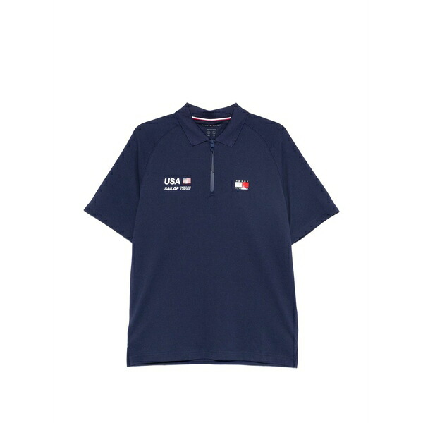 トミー ヒルフィガー メンズ スポーツシャツ トップス Us sail 一般医 logo-print zip-fastening polo shirt Blue