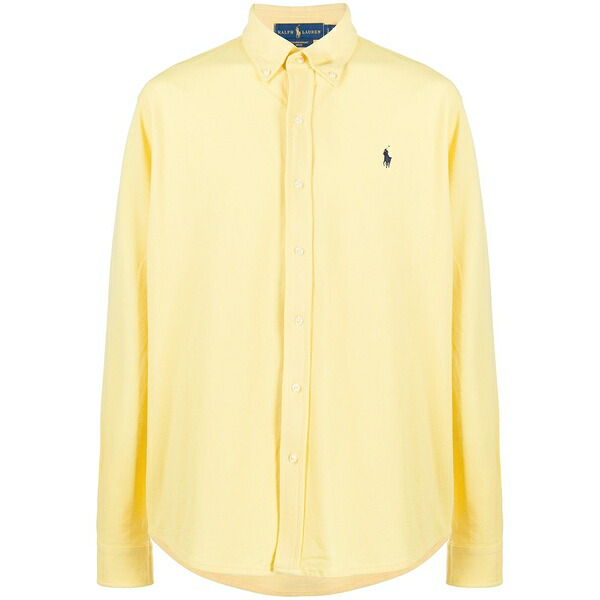 ラルフローレン メンズ プルオーバー トップス Logo-embroidered button-down shirt Yellow