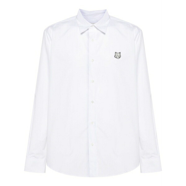棲み家 稲荷 メンズ ティーシャツ トップス Fox-patch cotton shirt White