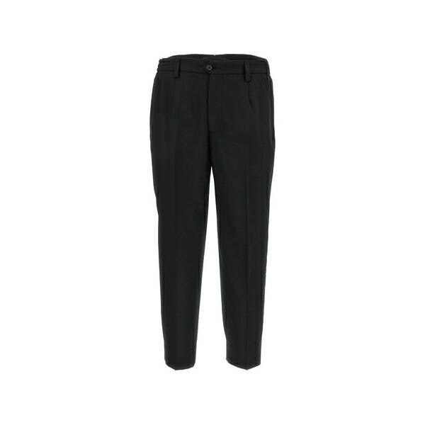 ブリ後ろ側 1949 メンズ 心地よいズボン下 ボトムス Pleated tapered trousers Black